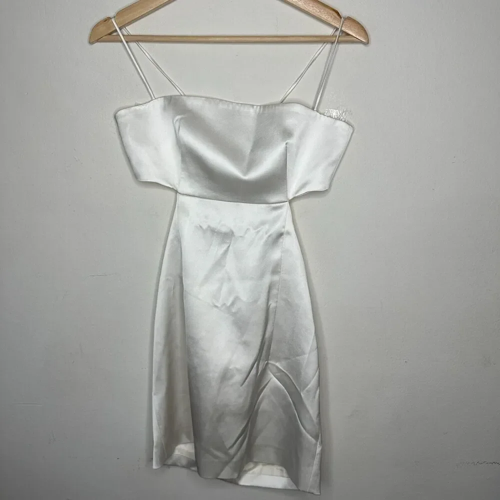 Gauge81 Marta White Satin Cut Out Square Neck Sleeveless Open Side Tie Back  SM - Picture 4 of 13